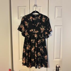 Zara Black Floral Midi Dress